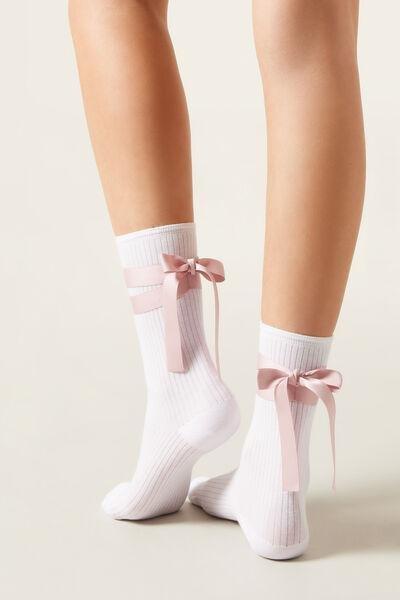 White Ribbon Socks, 5501_409D, large image number 0