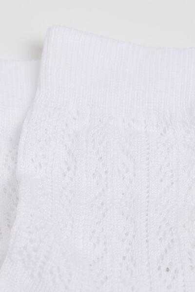 White Openwork Socks, White, large image number 2