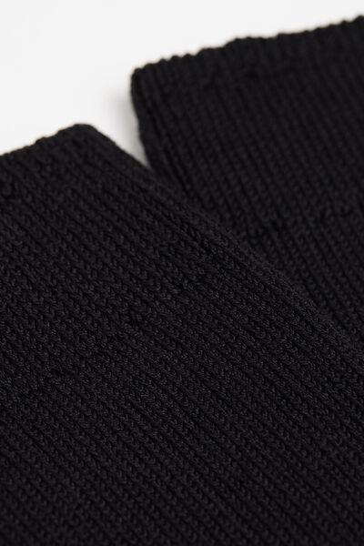 Black Ribbed Socks, Black, large image number 1
