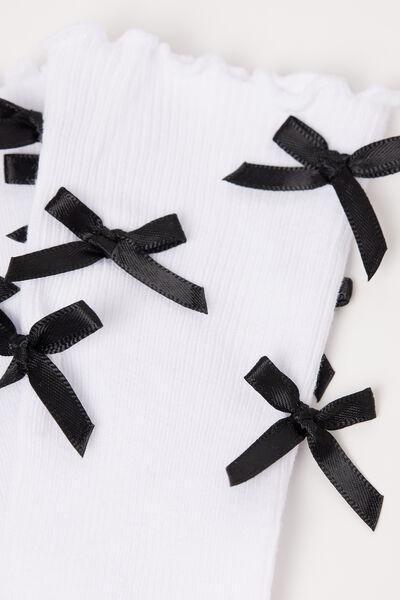 White Bow Detail Socks, White, large image number 2