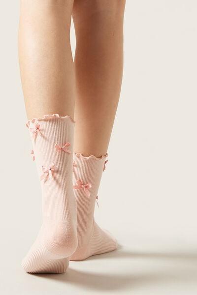 Pink Bow Detail Socks, 5501_143D, large image number 0