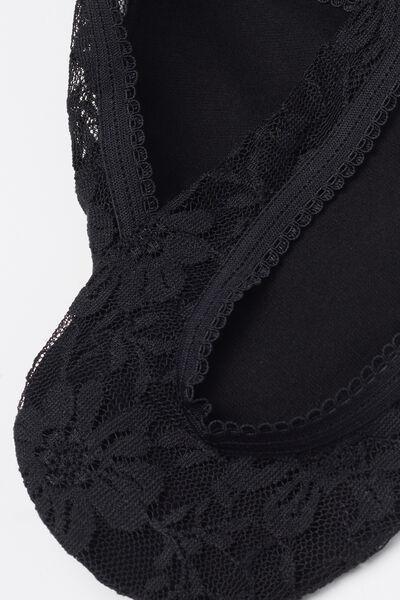Black Lace Invisible Socks, Black, large image number 2