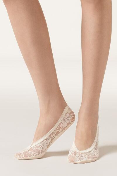 Beige Lace Invisible Socks, 5501_422D, large image number 0