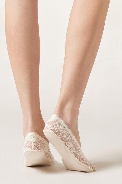Beige Lace Invisible Socks, 5501_422D, large image number 1
