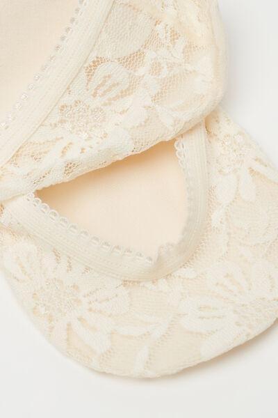 Beige Lace Invisible Socks, 5501_422D, large image number 2
