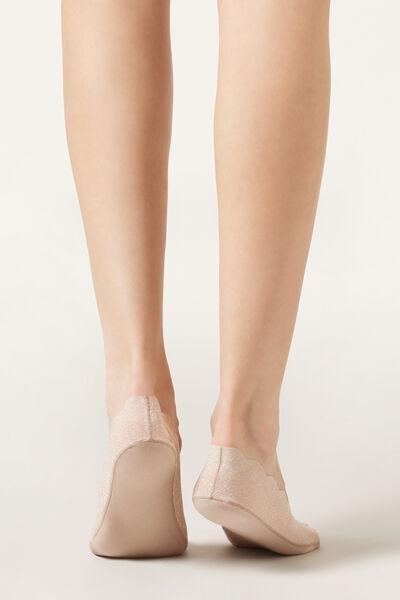 Beige Glitter Invisible Socks, 5501_291D, large image number 1