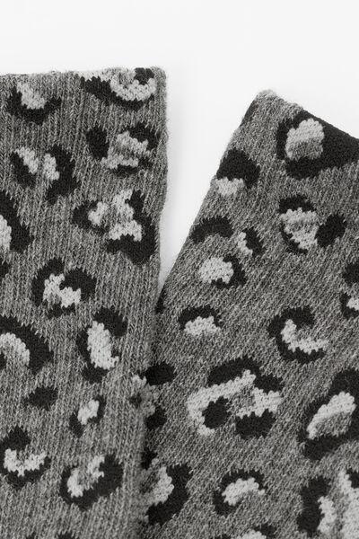 Grey Animal Print Sport Socks, 5501_449D, large image number 2