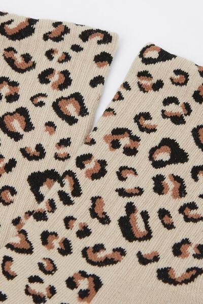 Beige Animal Print Sport Socks, 5501_450D, large image number 1