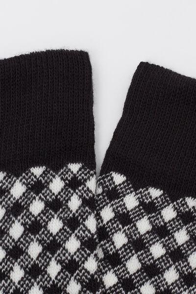 Black Patterned Short Cotton Socks, 5501_451D, medium