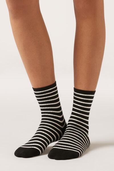 Black Band Patterned Cotton Socks, 5501_454D, large image number 0
