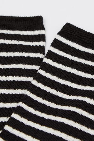 Black Band Patterned Cotton Socks, 5501_454D, large image number 1