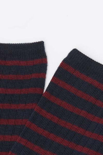Navy Striped Rib Striped Socks, 5501_455D, large image number 1