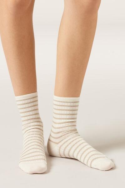 White Band Patterned Cotton Socks, 5501_456D, large image number 1