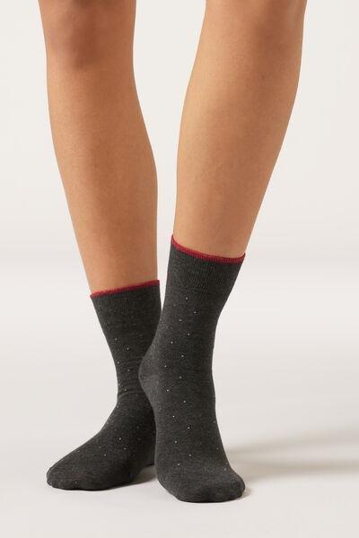 Grey Micro Polka Dot Patterned Socks, 5501_459D, large image number 0