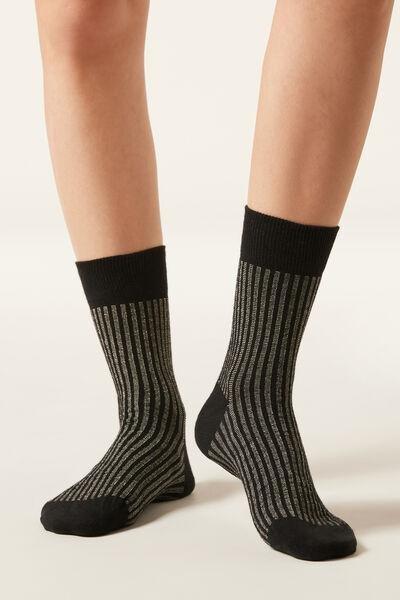 Brown Patterned Short Cotton Socks, 5501_599D, medium