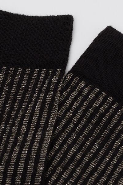 Brown Patterned Short Cotton Socks, 5501_599D, large image number 1