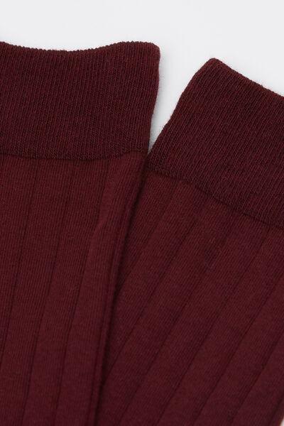Burgundy Ribbed Mid-Calf Socks, 5501_174D, large image number 2