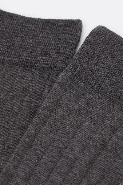 Grey Ribbed Mid-Calf Socks, 5501_258D, large image number 1