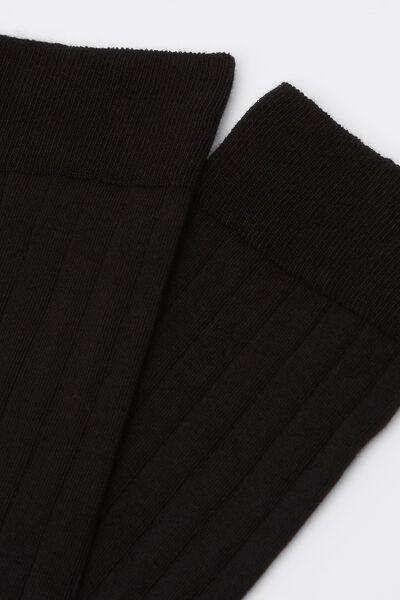 Black Ribbed Mid-Calf Socks, 5501_460D, medium