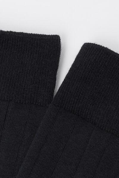 Navy Ribbed Mid-Calf Socks, 5501_462D, large image number 1