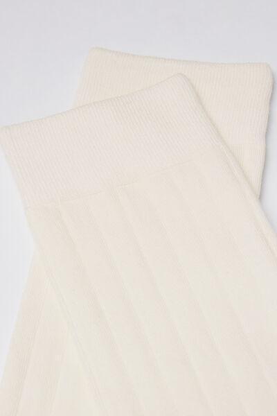 White Ribbed Mid-Calf Socks, 5501_463D, large image number 1