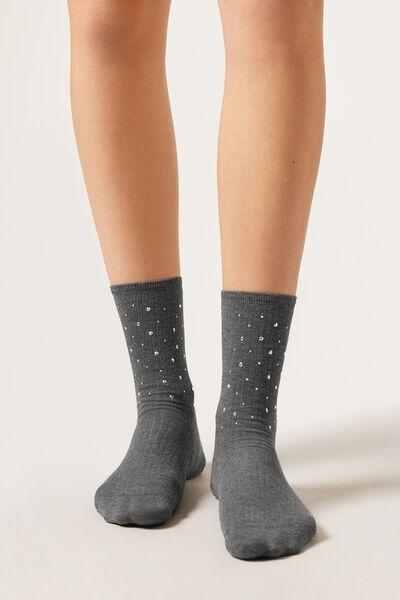 Grey Stud Detail Socks, 5501_259D, large image number 0