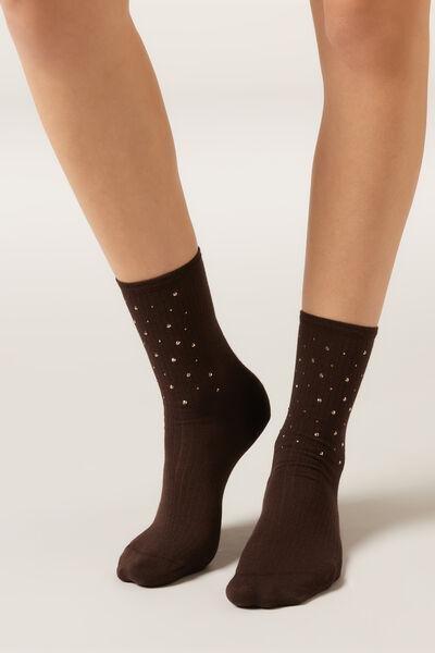 Brown Stud Detail Socks, 5501_283D, large image number 0