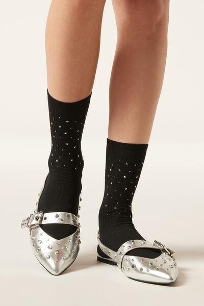 Black Stud Detail Socks, 5501_460D, large image number 0