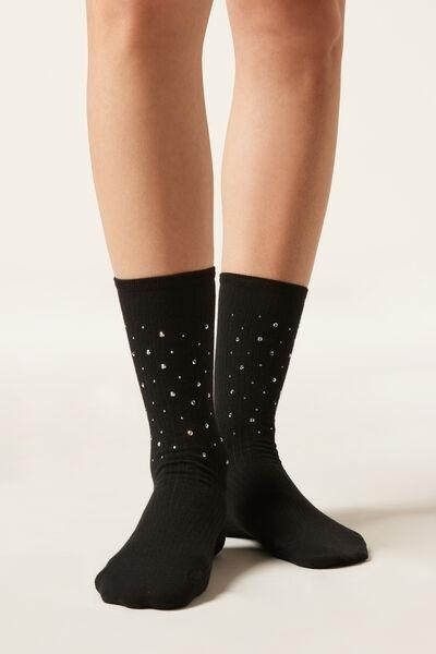Black Stud Detail Socks, 5501_460D, large image number 1