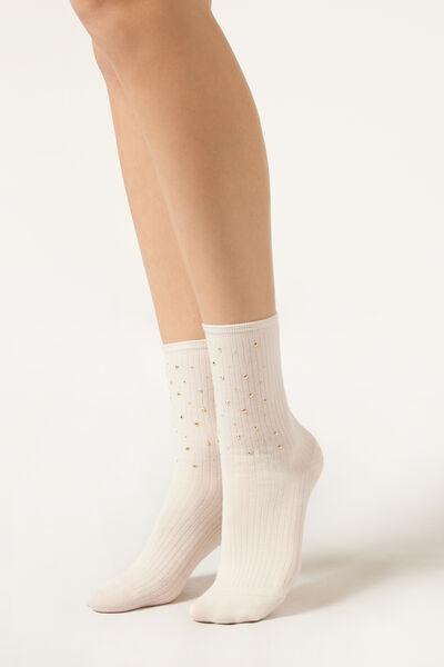 White Stud Detail Socks, 5501_474D, large image number 0
