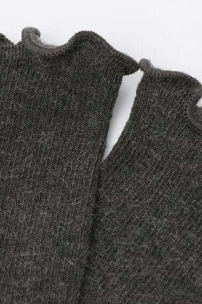 Grey Ribbed Short Cashmere Socks, 5501_181D, medium