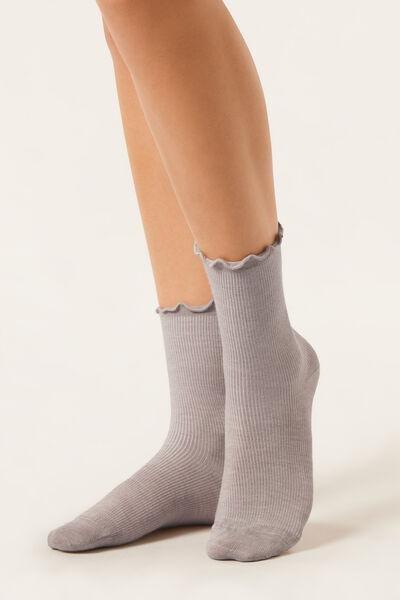 Beige Short Cashmere Socks, 5501_475D, large image number 0