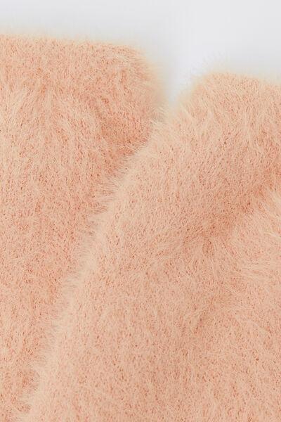 Pink Short Fluffy Cashmere Socks, 5501_477D, large image number 1