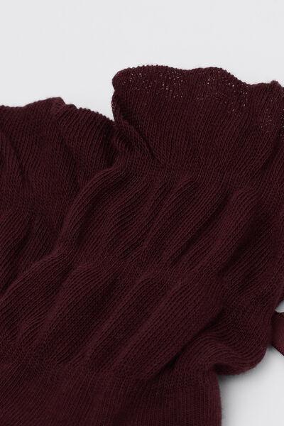 Burgundy Gathered Bow-Detail Socks, 5501_174D, large image number 1