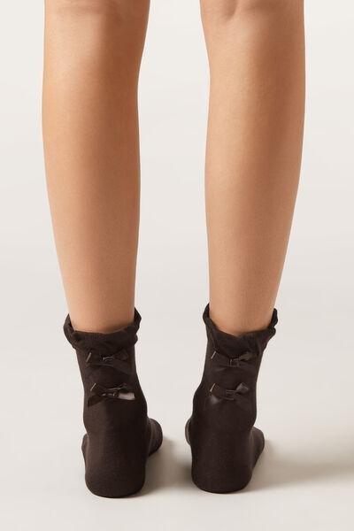 Brown Gathered Bow Socks, 5501_283D, medium
