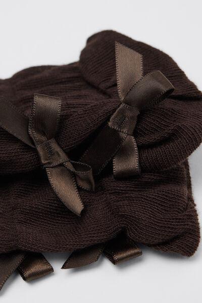 Brown Gathered Bow Socks, 5501_283D, large image number 1