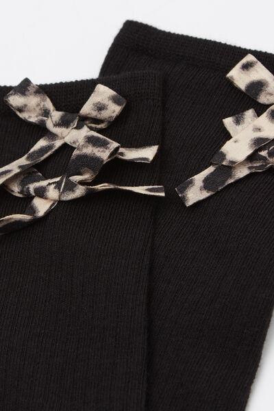 Black Tropical Print Cotton Socks, 5501_460D, large image number 1