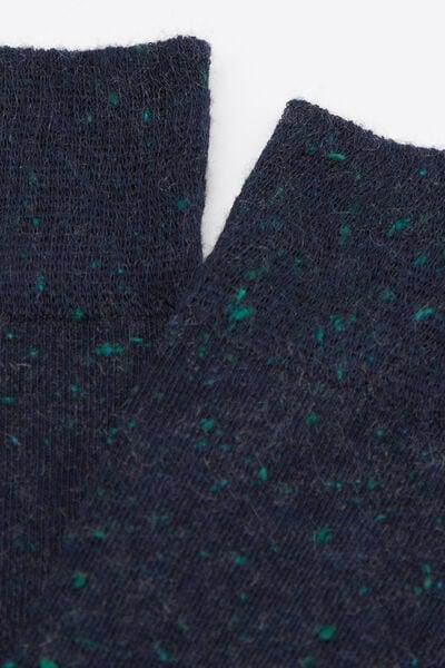 Navy Buttoned Finish Cashmere Socks, 5501_183D, large image number 2
