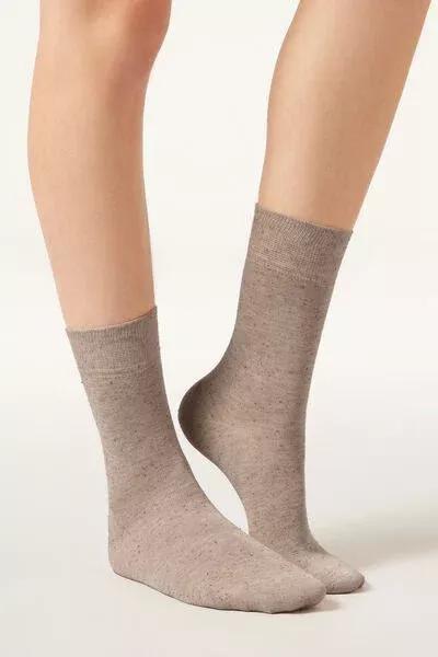 Beige Wide Edge Cashmere Socks, 5501_201D, large image number 0