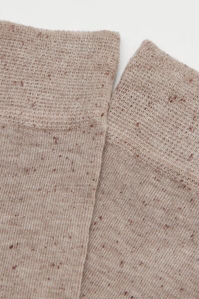 Beige Wide Edge Cashmere Socks, 5501_201D, medium