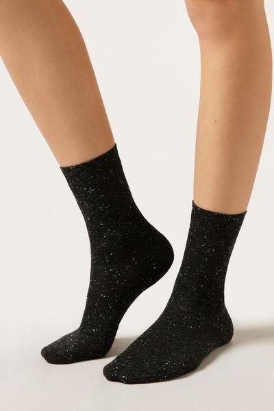 Black Buttoned Finish Cashmere Socks, 5501_203D, large image number 0