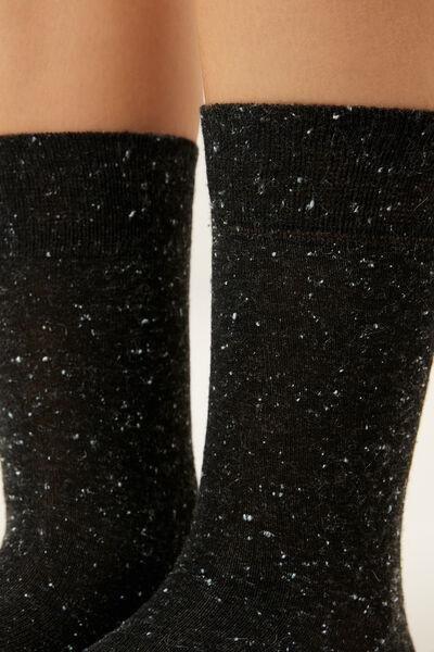 Black Buttoned Finish Cashmere Socks, 5501_203D, large image number 2