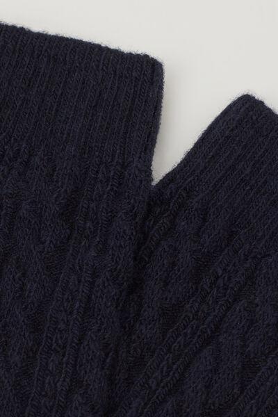 Navy Cable-Patterned Cashmere Socks, 5501_183D, medium