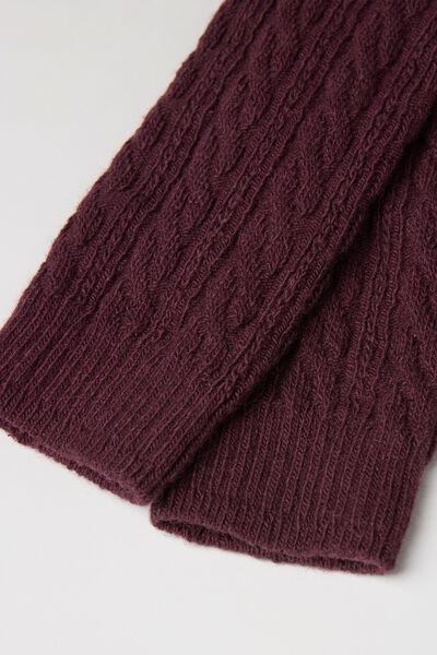 Burgundy Cable-Patterned Cashmere Socks, 5501_184D, medium