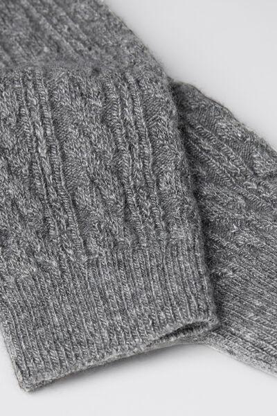 Grey Cable-Patterned Cashmere Socks, 5501_197D, large image number 1