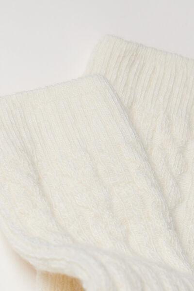 White Cable-Patterned Cashmere Socks, 5501_484D, large image number 2