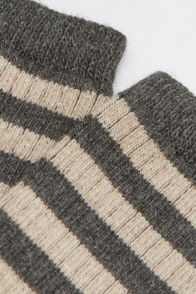 Grey Striped Cashmere Socks, 5501_486D, large image number 1