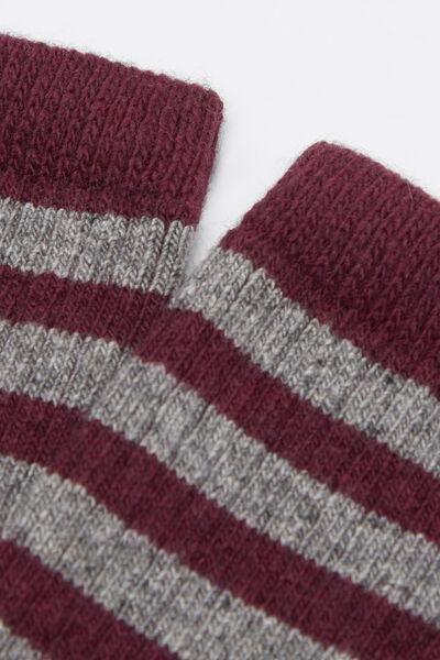 Burgundy Striped Cashmere Socks, 5501_487D, large image number 1
