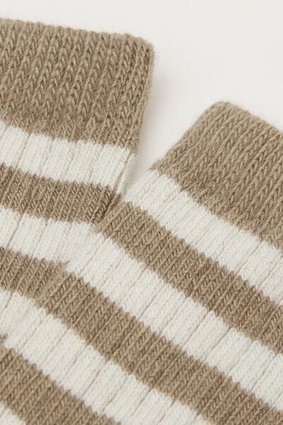 Cream Striped Cashmere Socks, 5501_488D, large image number 2