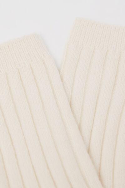 White Ribbed Short Cotton Socks, 5501_463D, large image number 1